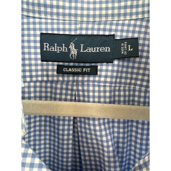 Ralph Lauren Classic Fit Gingham Check Button Down Shirt Men's Size L , EUC - Picture 2 of 5